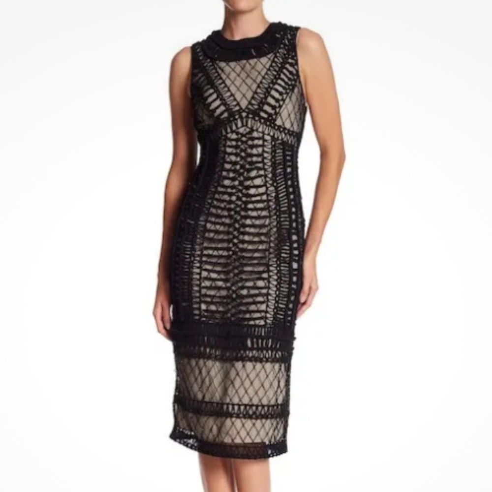 ALICE + OLIVIA Nat Embroidered Sleeveless Dress Black SIZE 2